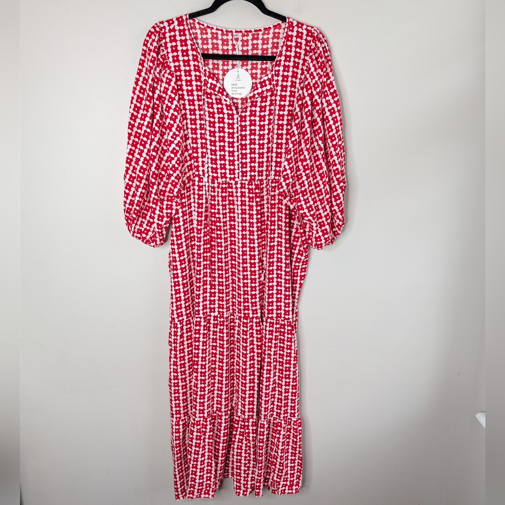 Anrabess Flower Tiered Maxi Dress